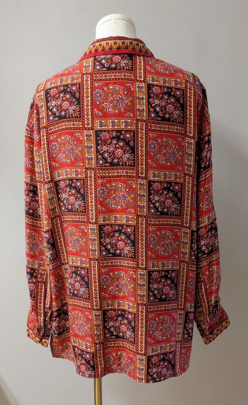 Vintage Compagnie Internationale Express Floral Blouse Oversized Loop Collar XS
