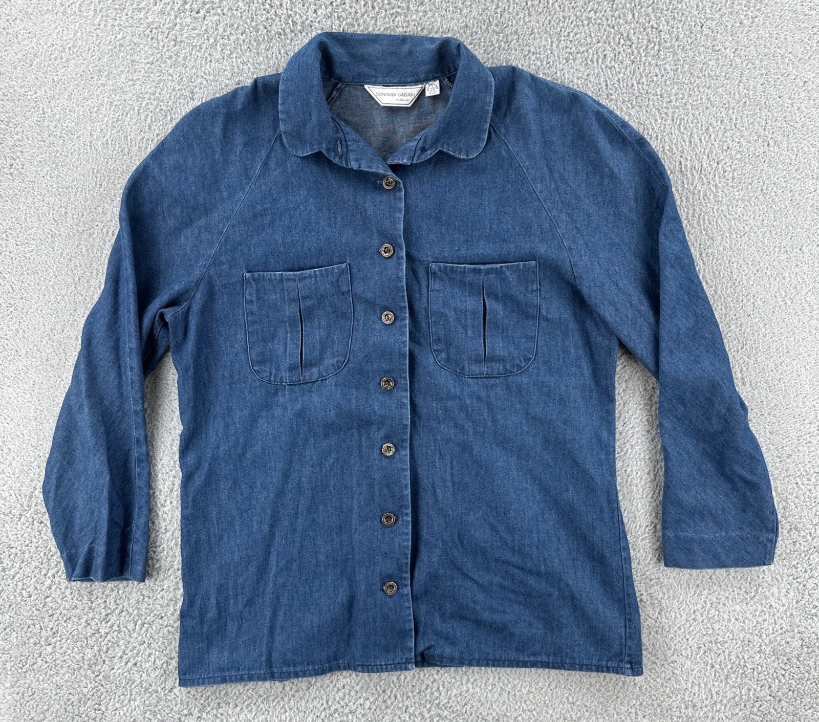 Vintage Donovan Galvani Of Dallas Women’s XL Blue Denim Cowgirl Button Up Shirt