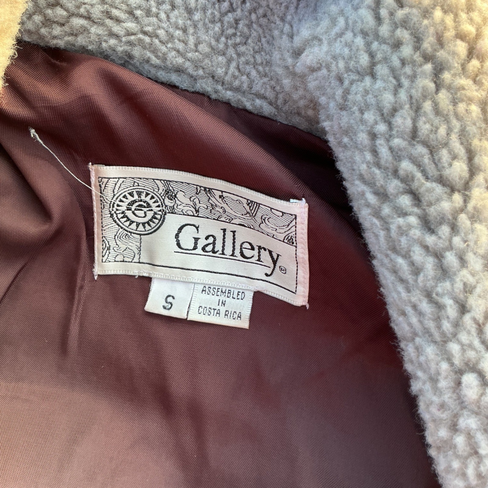 Gallery Wool Blend Coat Womens Small Gray Horse Snowflake Faux Shearling Vintage