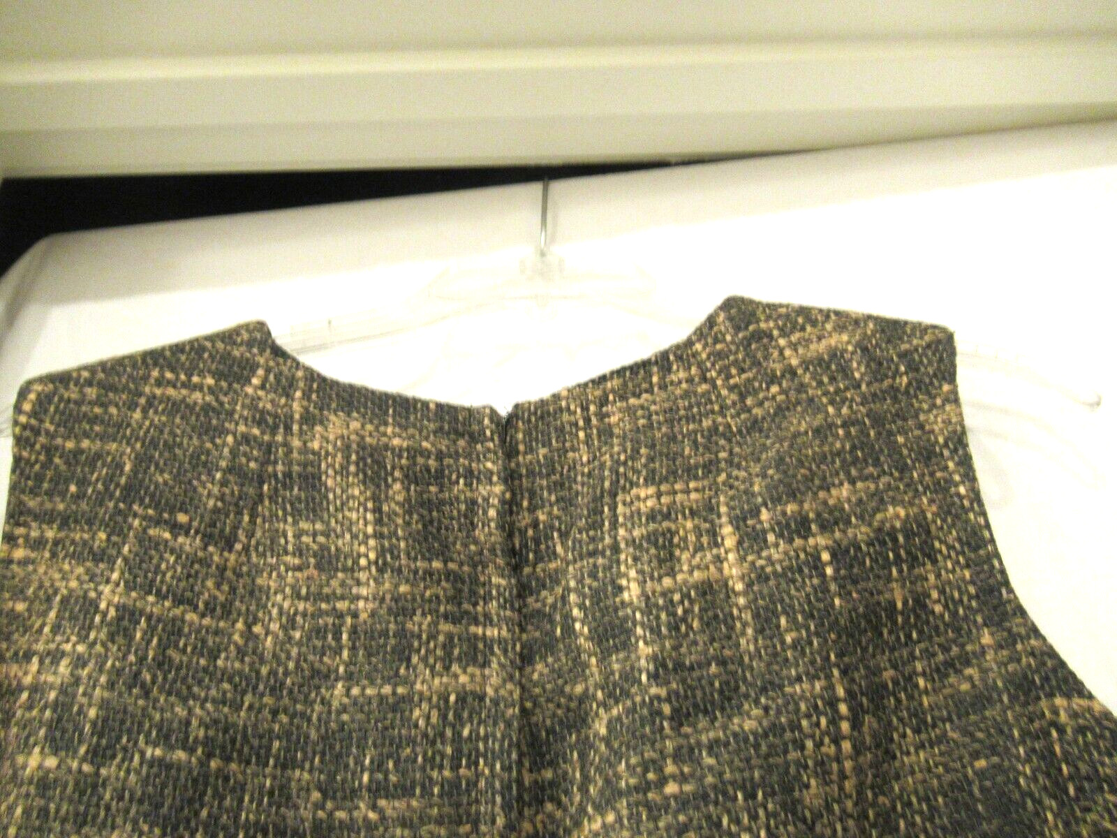 Phil Jacobs brown and gold boucle plaid shift dress, c. 1960s, 36″ chest