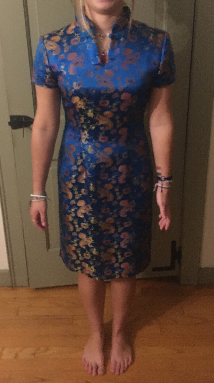 vintage asian, Japanese, Chinese, style dress By David Warren P￼etites NY, 6P