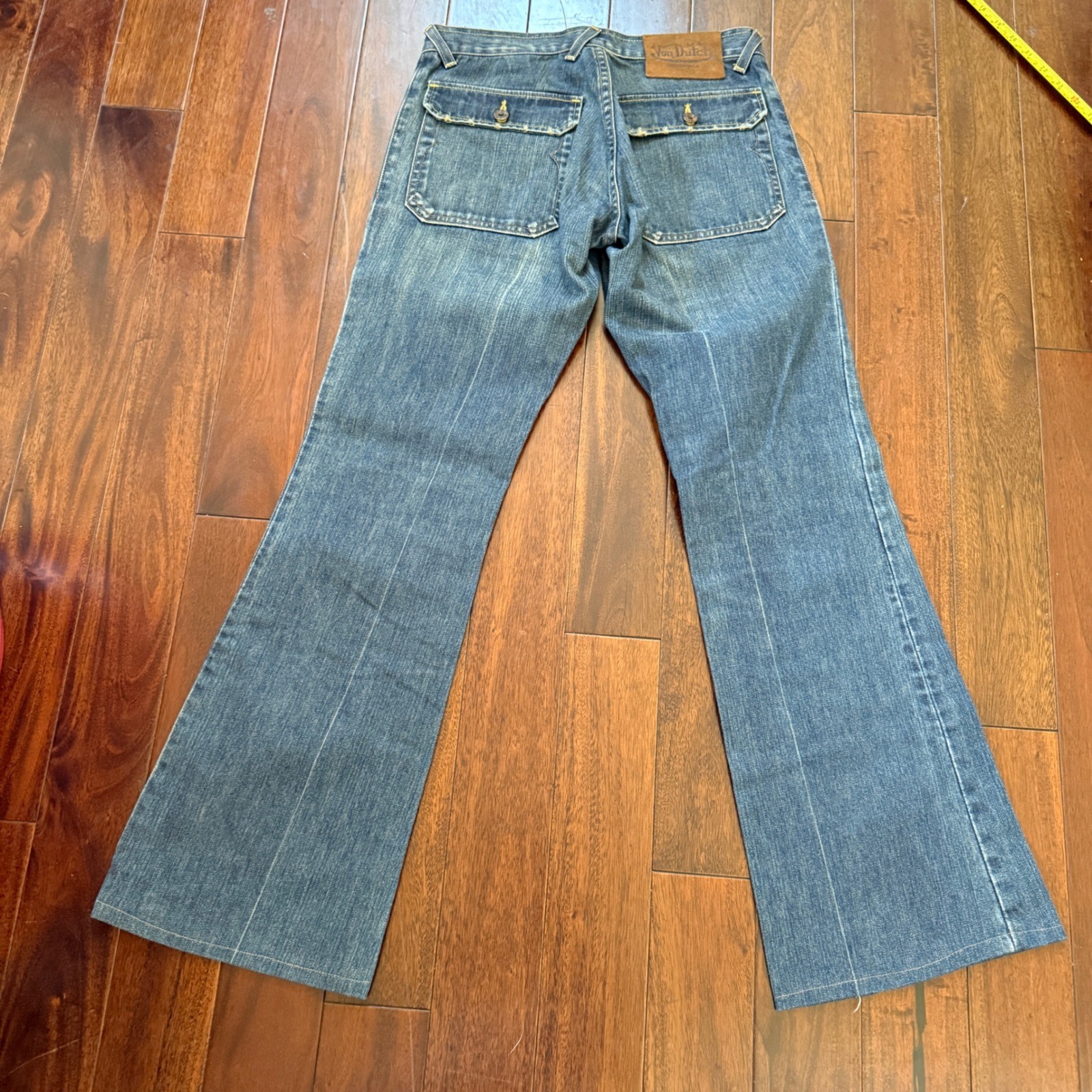 Von Dutch Originals Flare Jeans Womens 28 Y2K Low Rise Made USA Bootcut Boho