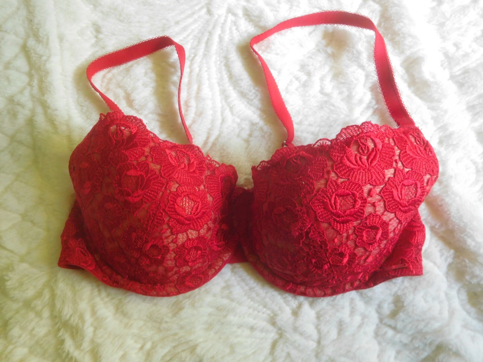 Vintage Victoria’s Secret Miracle Bra Red Lace Balconette Bra 34D