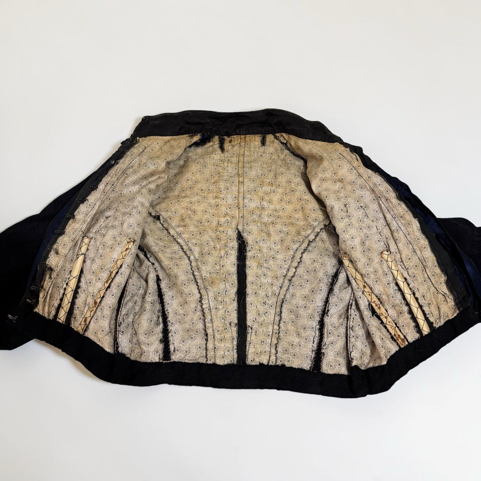 Antique Civil War Era Victorian Blouse Bodice Wedding Jacket Jacquard Mourning