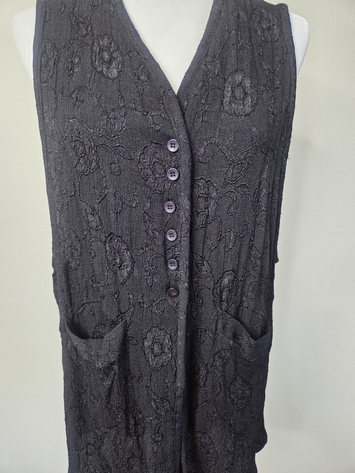 Zashi Vintage Boho Tunic Vest 90s Rayon Tunic longline lagenlook Embroidered