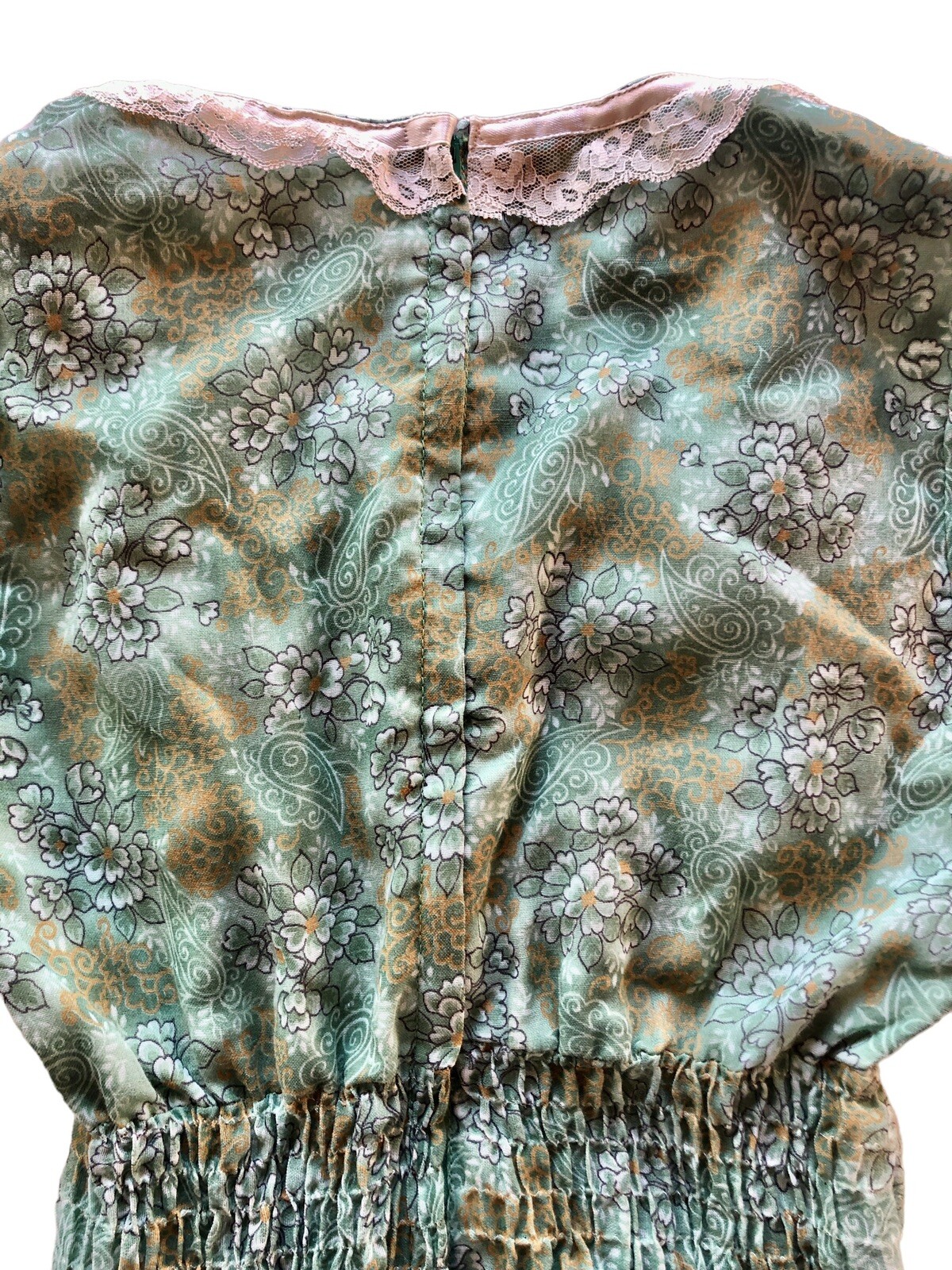 Vintage Maxi Prairie Dress Candi Jones of California ￼Green Floral Boho 70s Sz 3