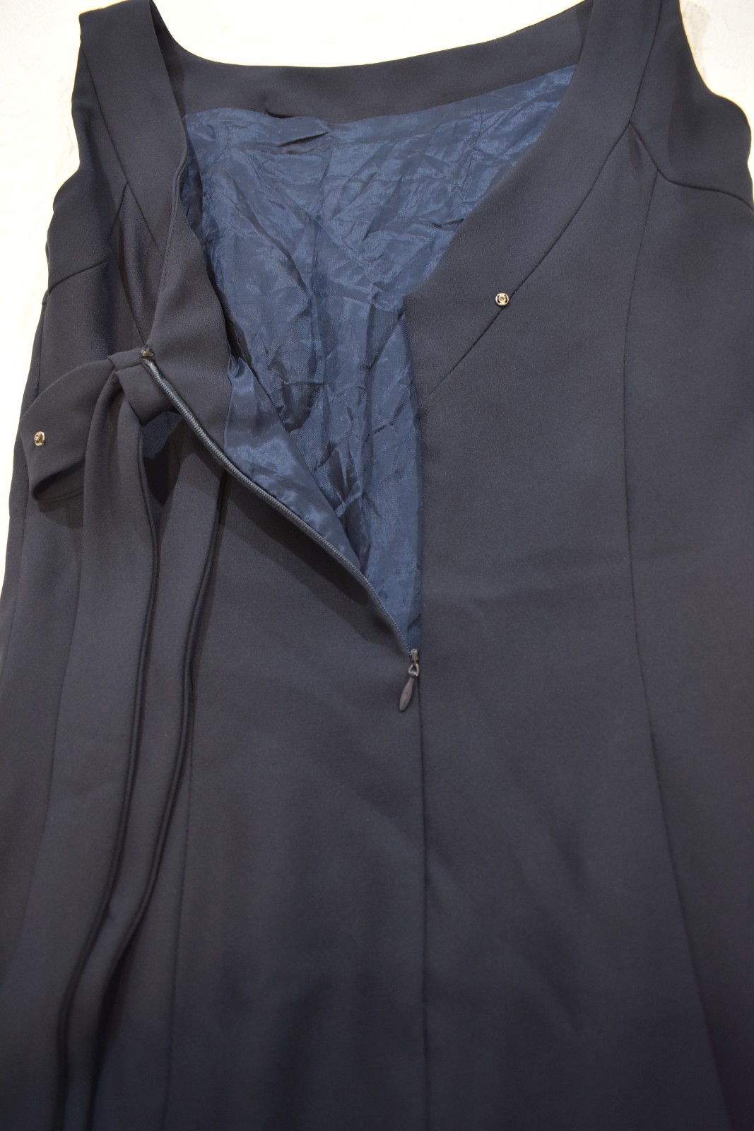 Vintage Watters & Watters Navy Sleeveless Maxi Gown Size 6 Bow Holiday Party