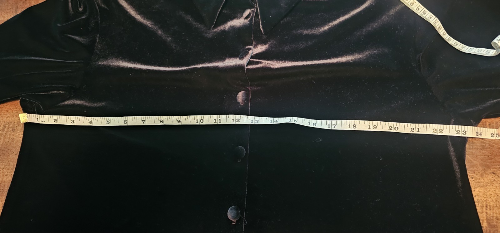 K.C. Spencer Vintage Black Velvet Velour Button Up Tunic Sz 16 Stretch Collared