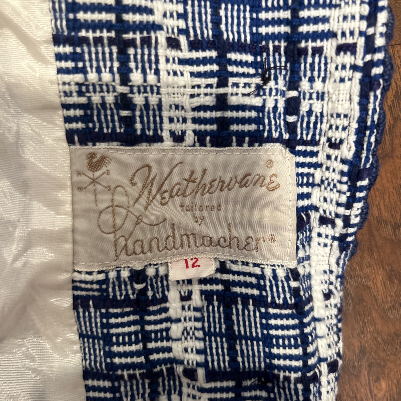 Weathervane Tailored By Handmacher Tweed Skirt Jacket Suit Vintage Blue White