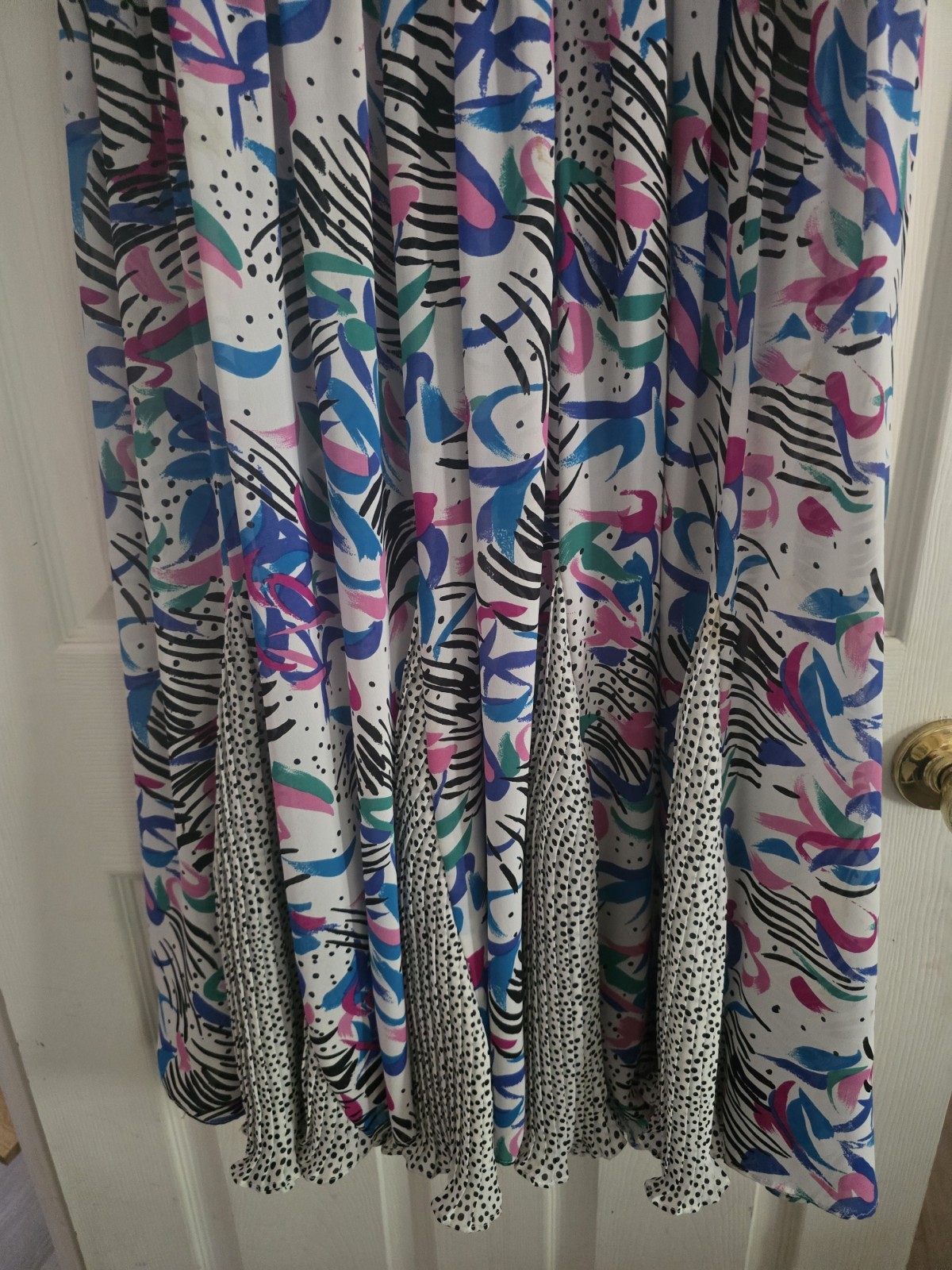 Vtg 1980 Assorti Susan Freis Size S Maxi Dress Multicolor Ruffle Smocked V Neck