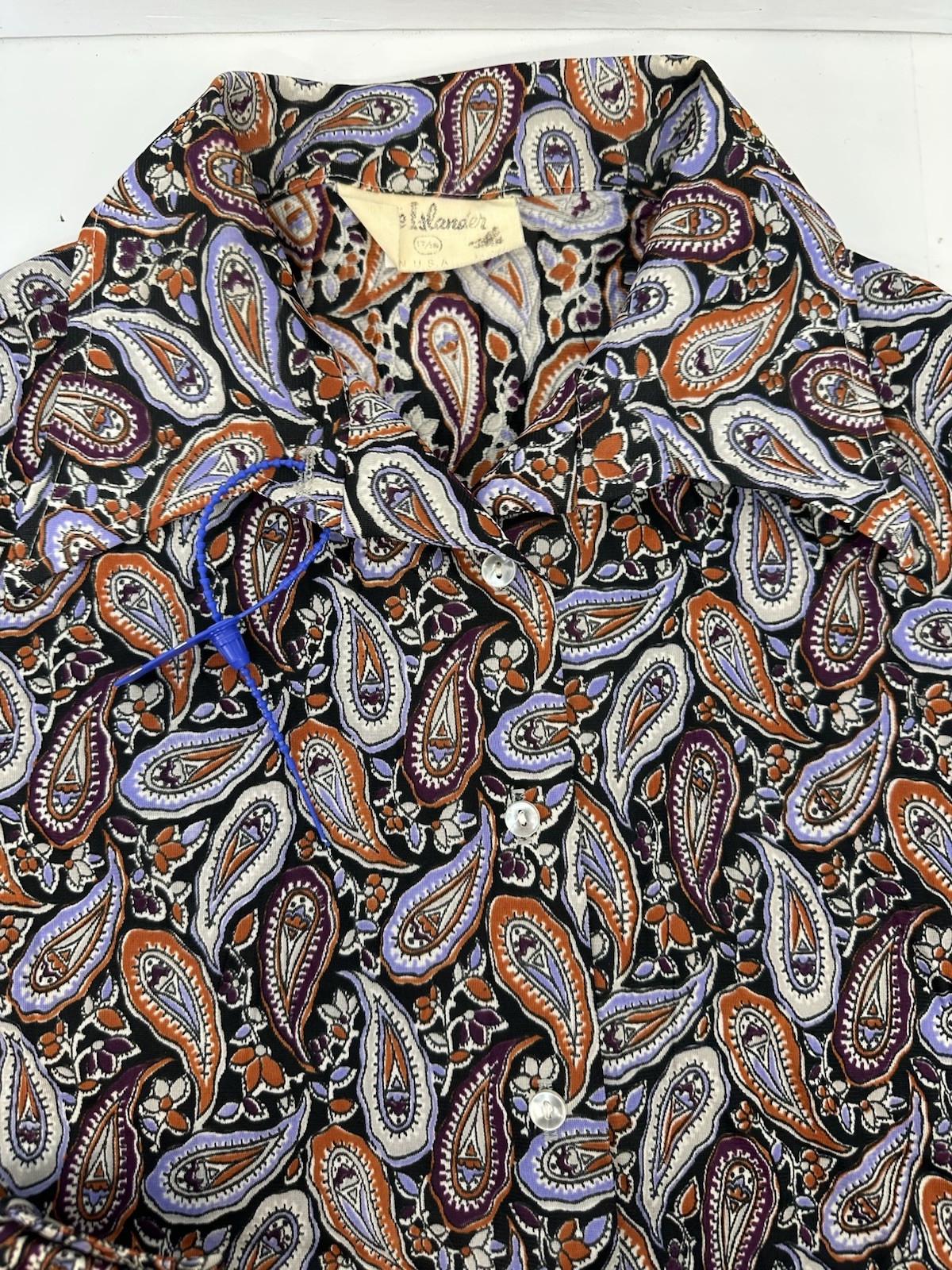 Fire Islander Womans 70s Paisley Blouse Mod Psychedelic USA Purple 17/18 READ