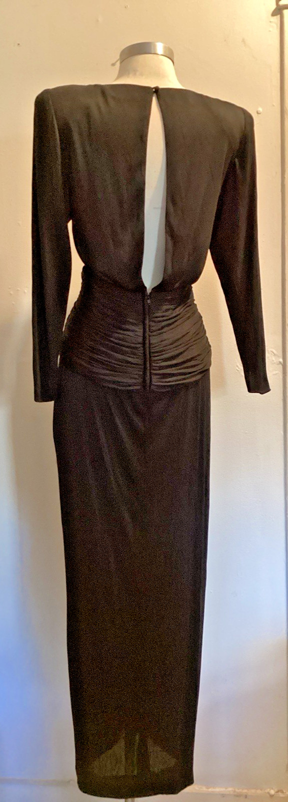 vintage 70’s matte silk jersey Jill Richards disco pleated long evening dress S