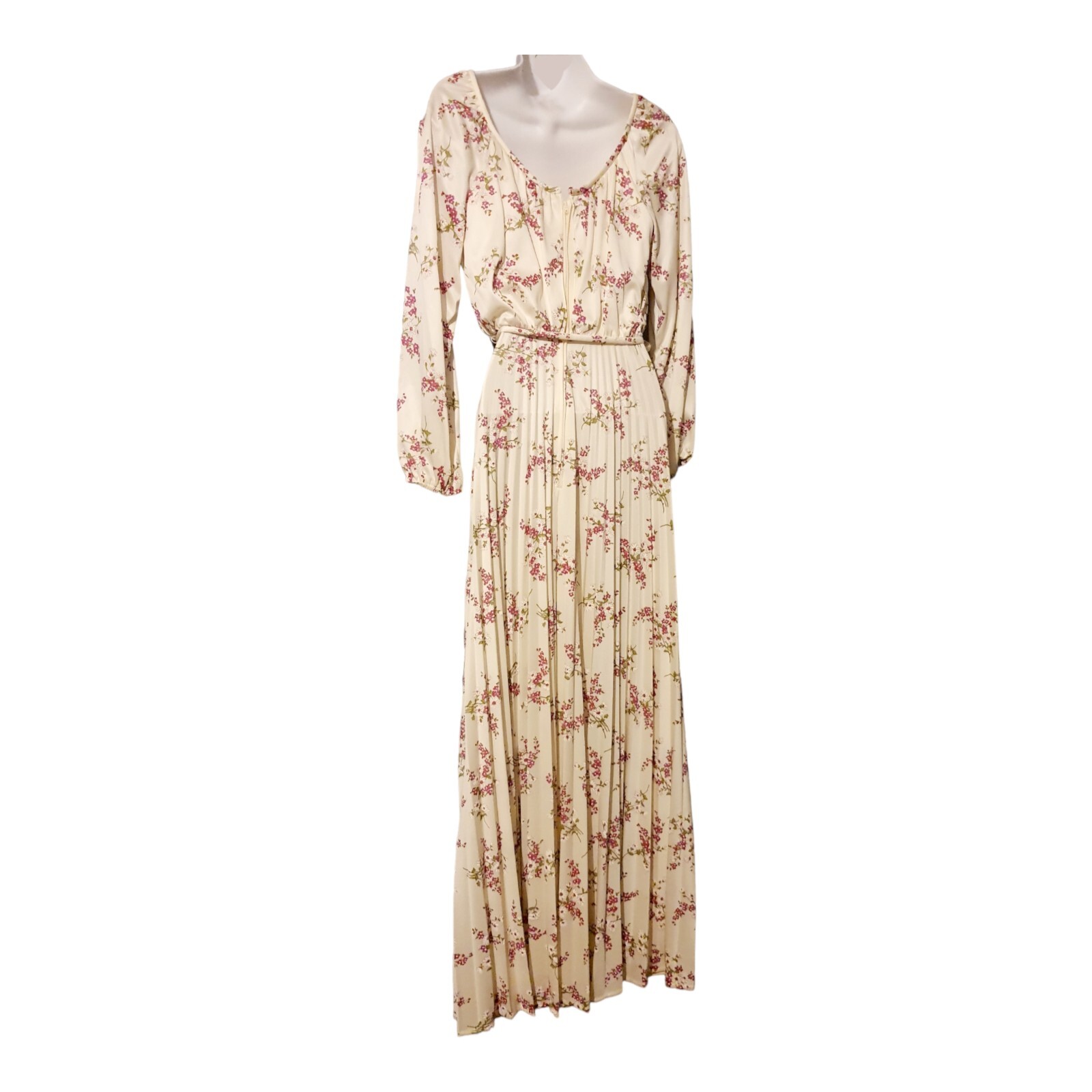 True Vintage Floral Maxi Dress Prairie Cottagecore Empire Pleated Granny JCP 70