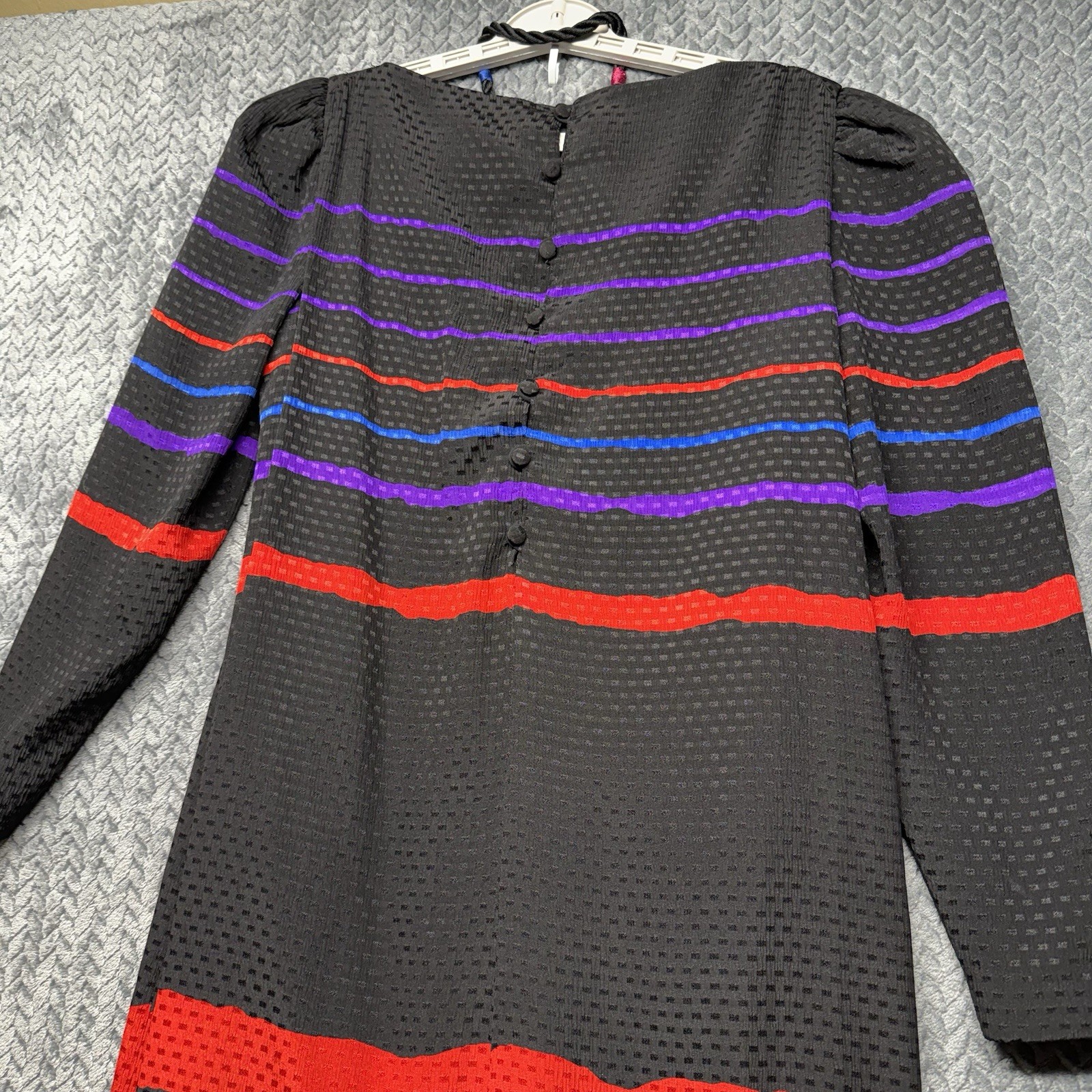 VTG 70s Mollie Parnis Women’s Maxi Dress Medium Black Striped Designer Belted