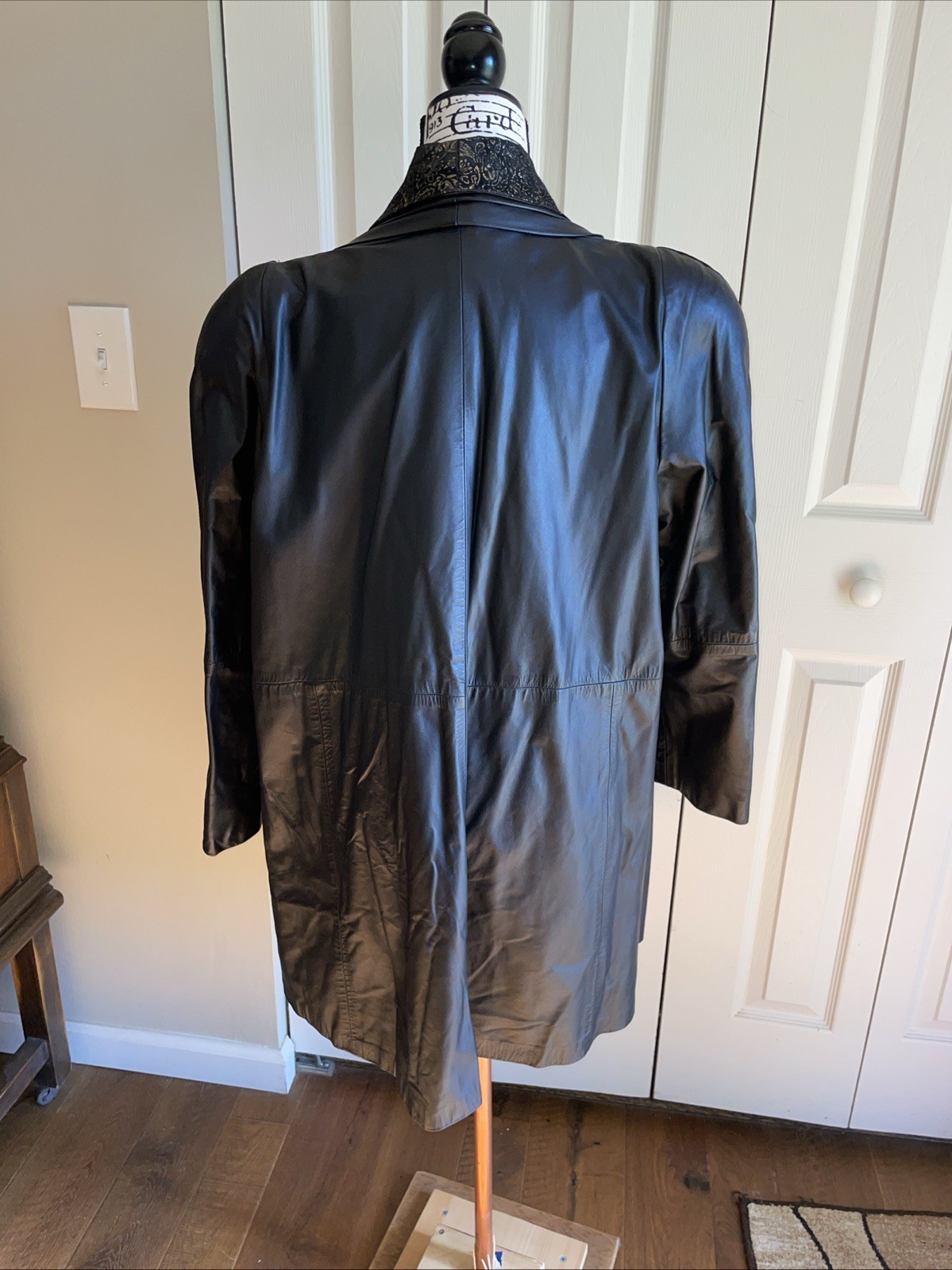 Vintage Northside Leather Coat Woman’s M Black Swing Long Line Open Front