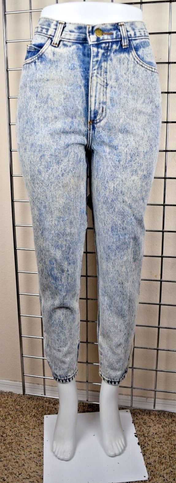 VTG Jeans Size 9 W28 80s Made In The Shade Acid Wash Zip Hem Distressed Made USA