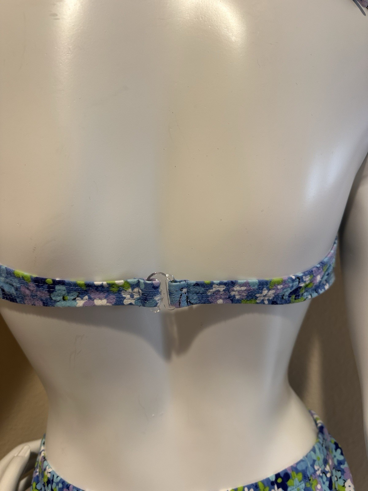 Vintage 90’s Bermuda Beachwear Floral Cotton Polyester Bikini Top Boy Shorts L