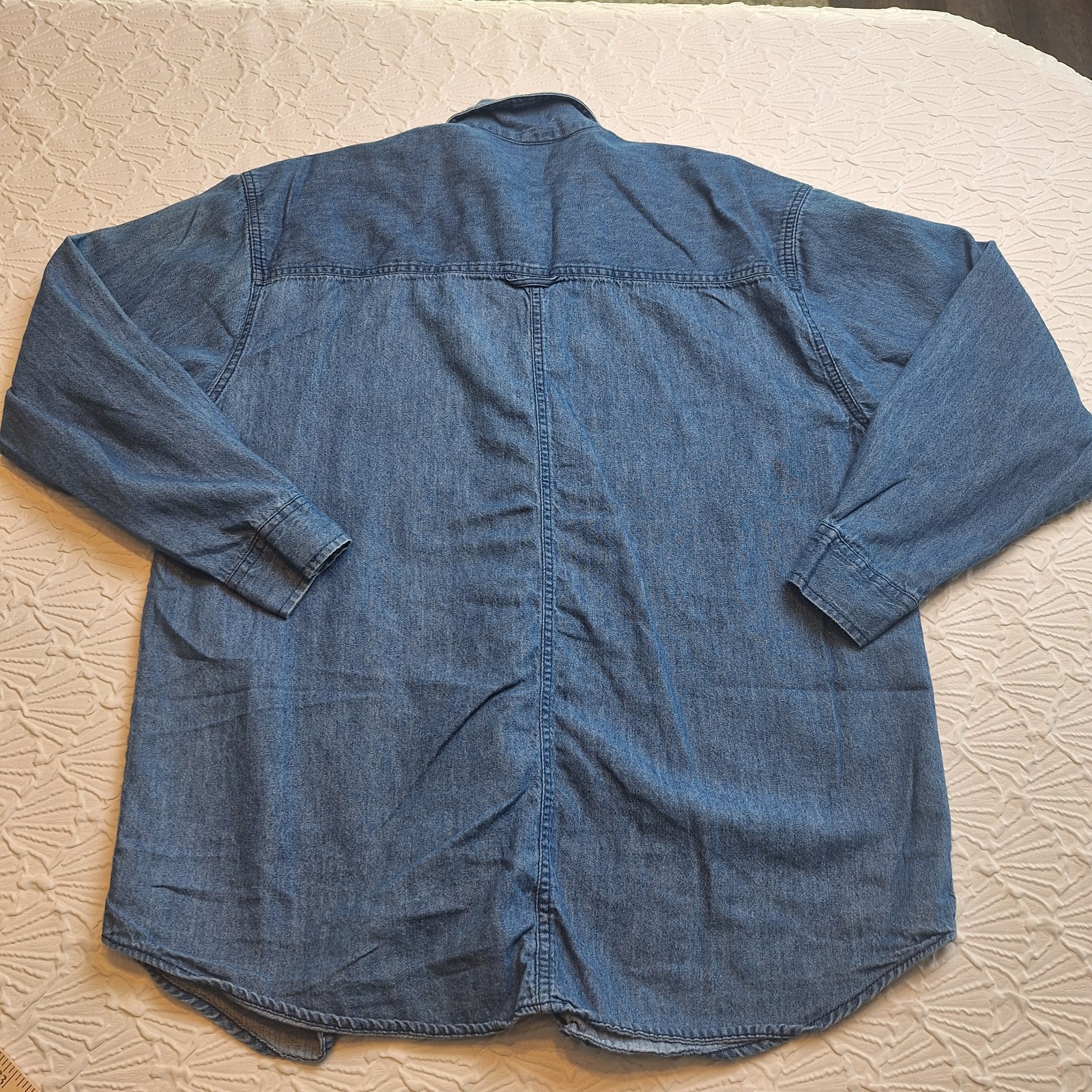 Vintage 90s Faded Glory Women’s Denim Shirt Collar Oversized M Grunge