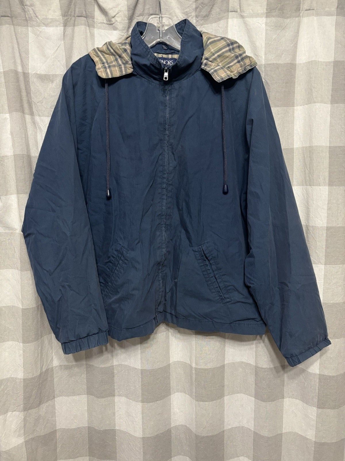 Vintage Honors Blue Jacket With Hood Womens Size Medium Full Zip Lined