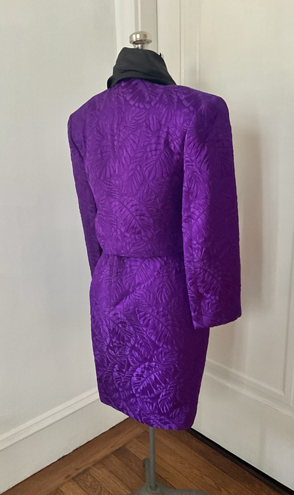 Vintage 1980’s Angelo Tarlazzi Purple Brocatelle Suit with Taffeta Shawl Collar