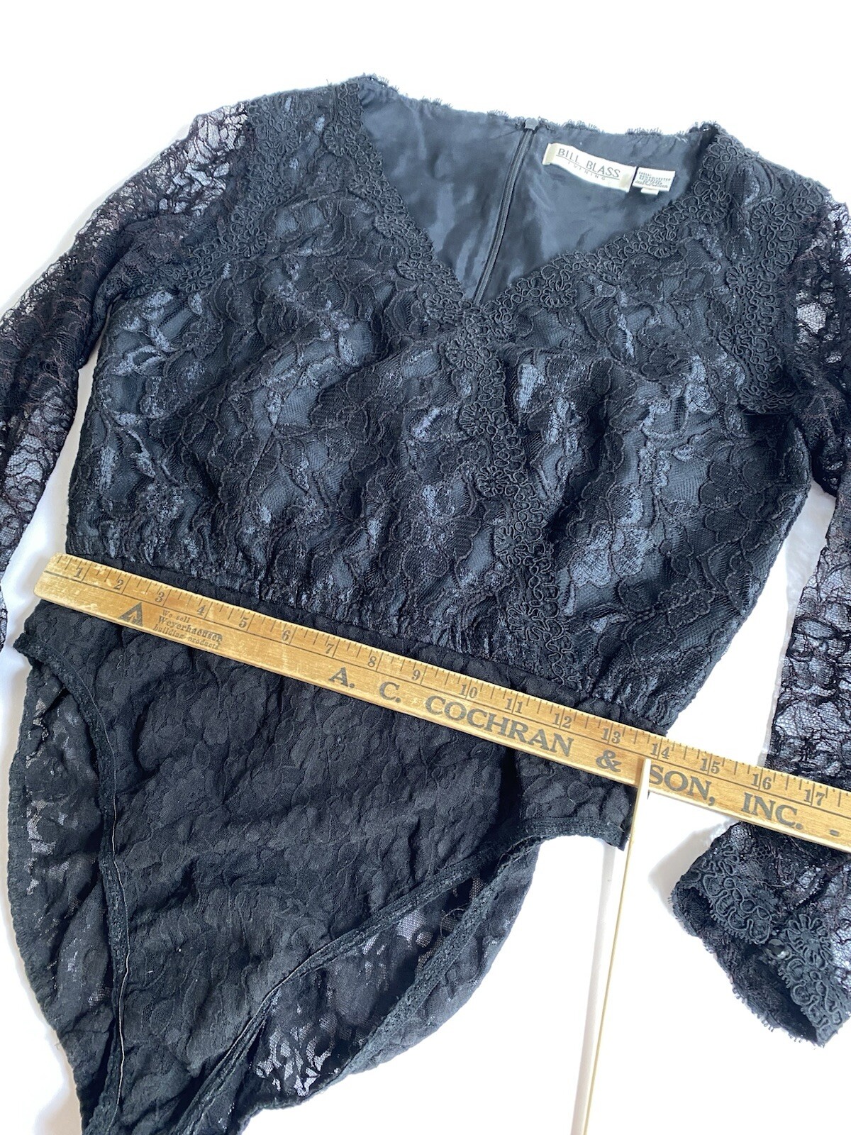 Vintage Bill Blass Evening Women’s Black Lace Bodysuit Size Large Snap Closure