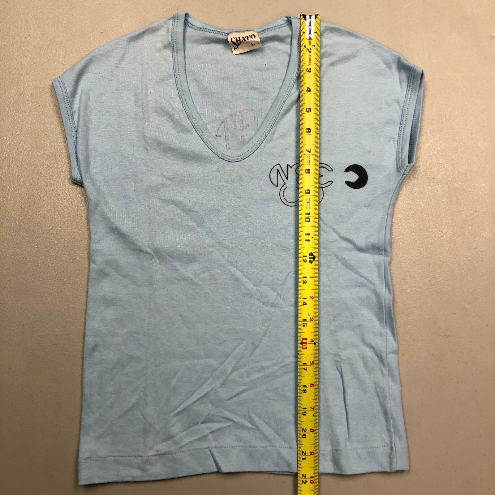 Vintage Shato Acapulco Double Sided Single Stitch Sleeveless Large Blue T Shirt