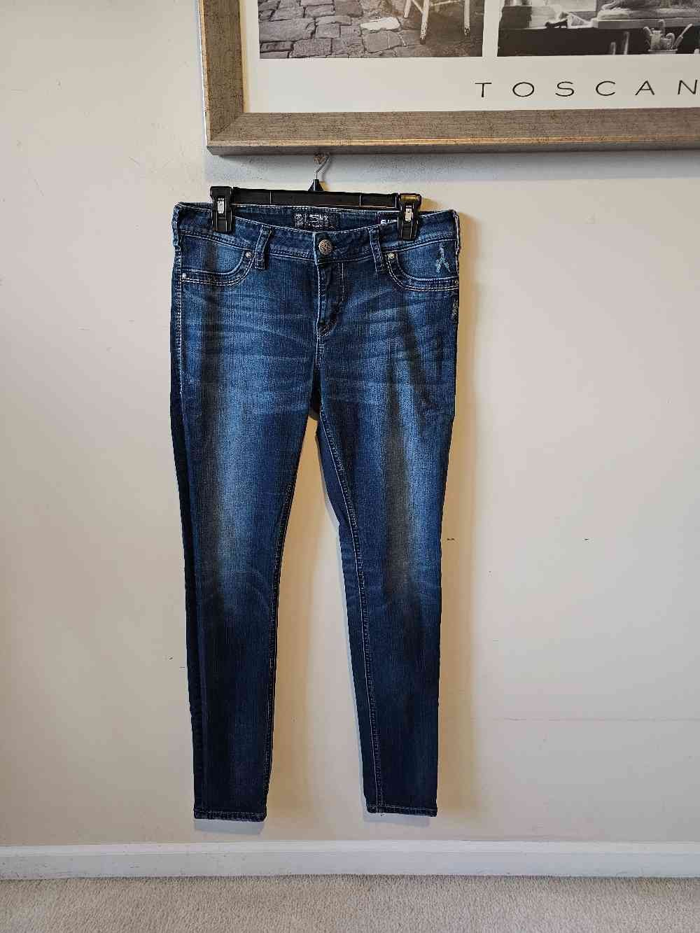Silver Jeans Womens Suki Mid Super Skinny Fluid Denim Stretch Blue Sz. 31