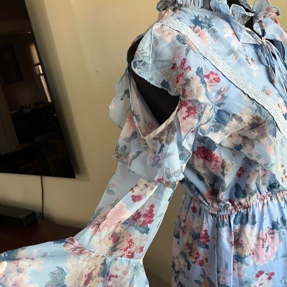 Blue Floral Renaissance Era Dress