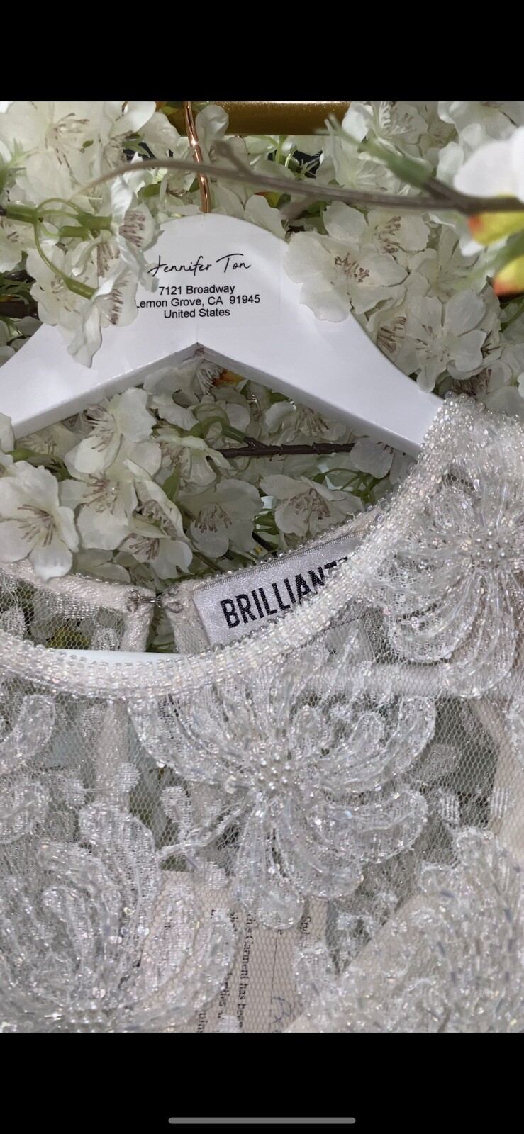 Vintage BRILLIANTE by J.A. White Beaded Wedding Dress Pearls Lace Size XL