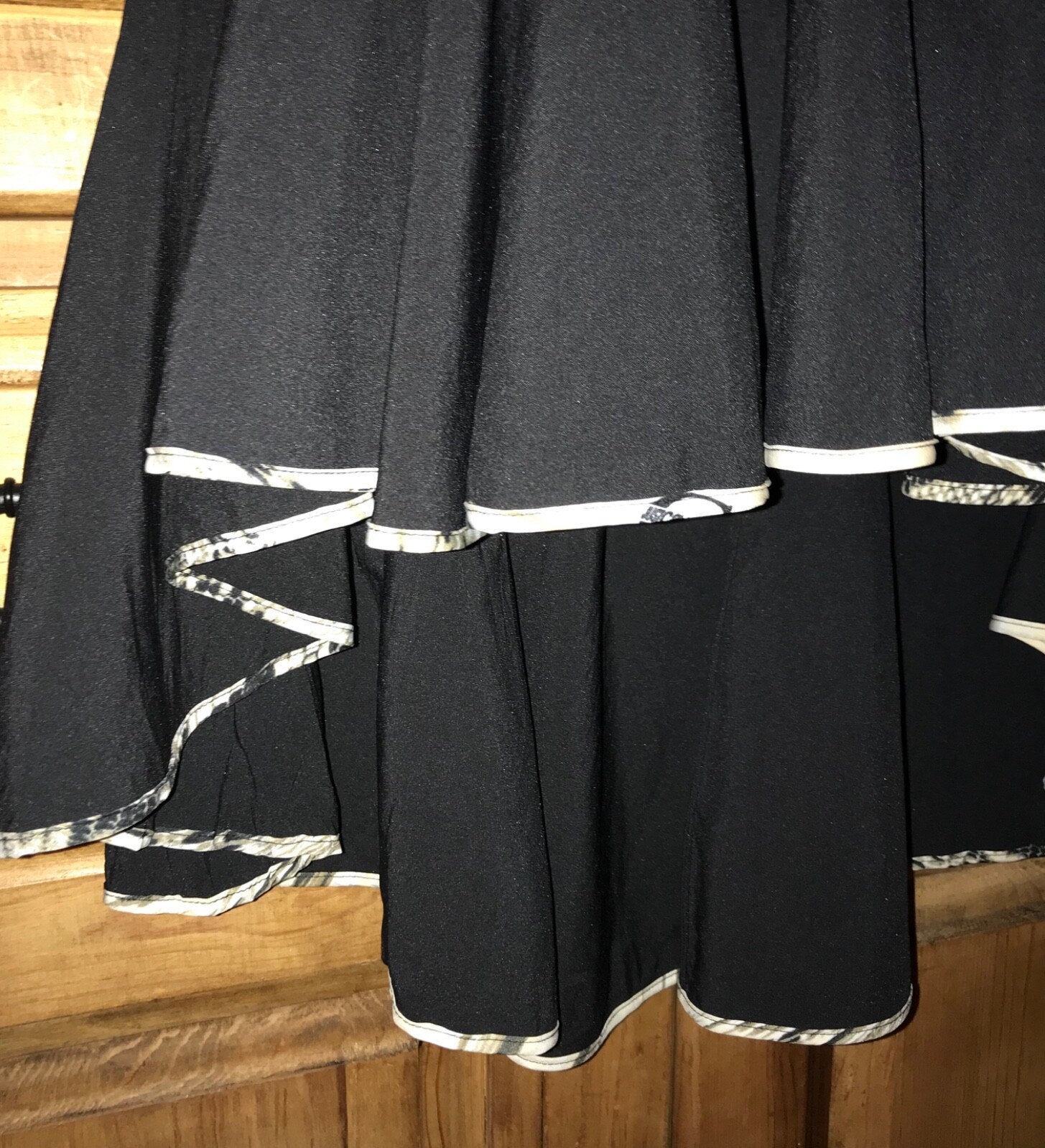 Just CAVALLI Black Polyester High Low Side Zip Skirt Animal Print Trim Size 40