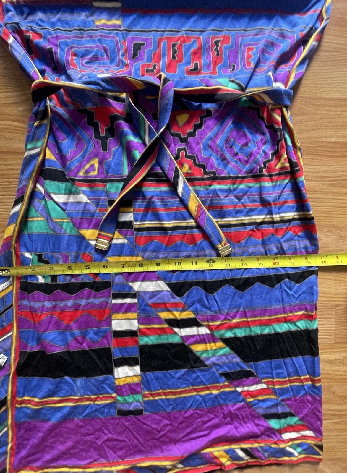 vintage leonard dress Paris 1980’s vibrant multi color Geometric print M/L italy