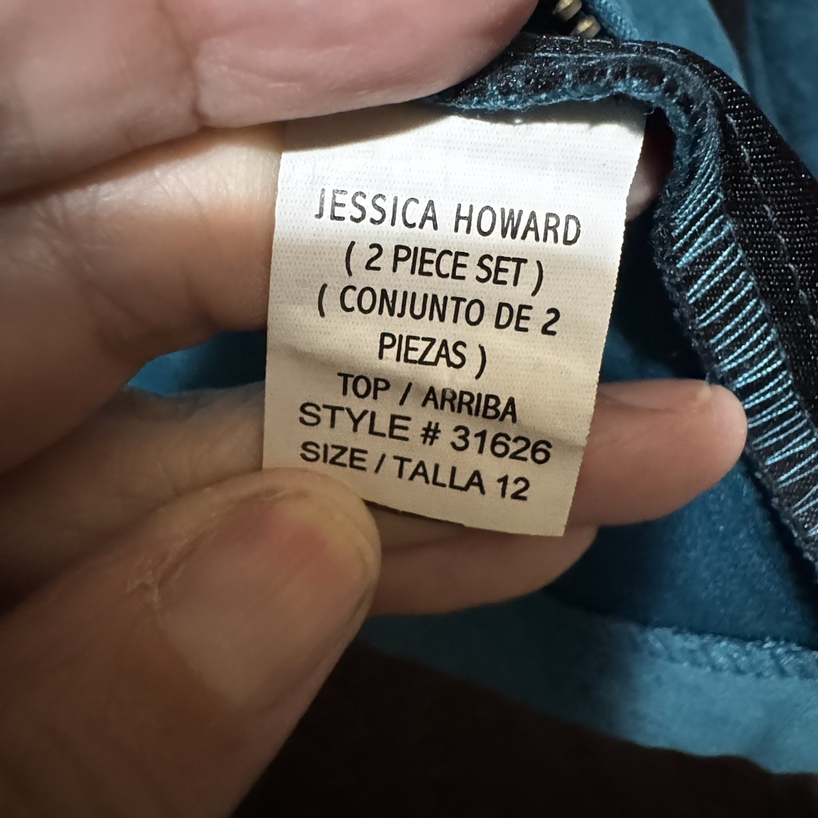 Jessica Howard Teal Black Block Pattern Zip Jacket Women’s Size 12 Vintage 90s