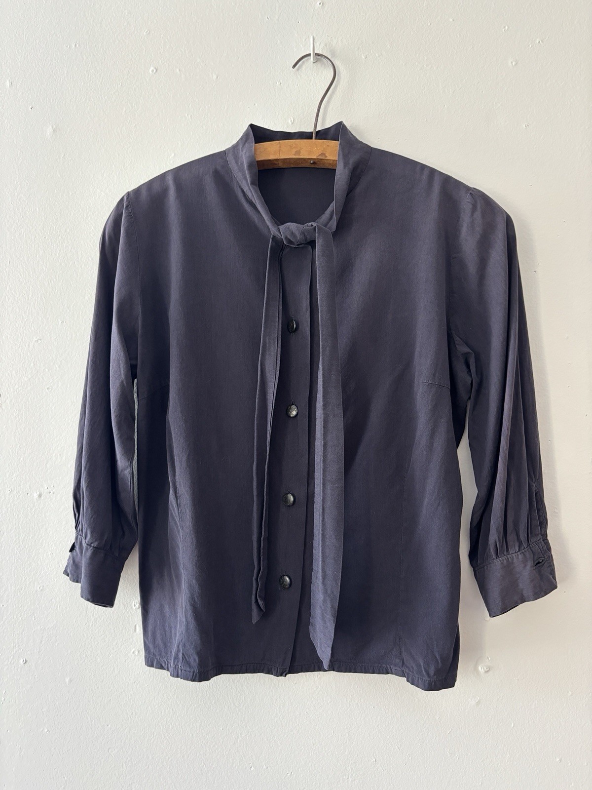 Vintage 1950s Softest Cotton Gabardine Button Down Secretary Blouse