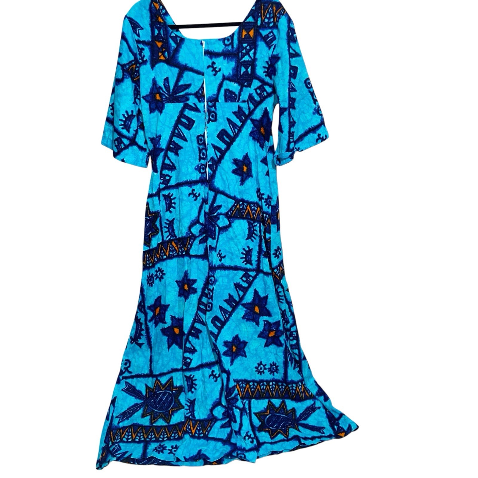 Ui-Maikai Dress Womens Medium Hawaiian Vintage Maxi Thick Barkcloth Tropical