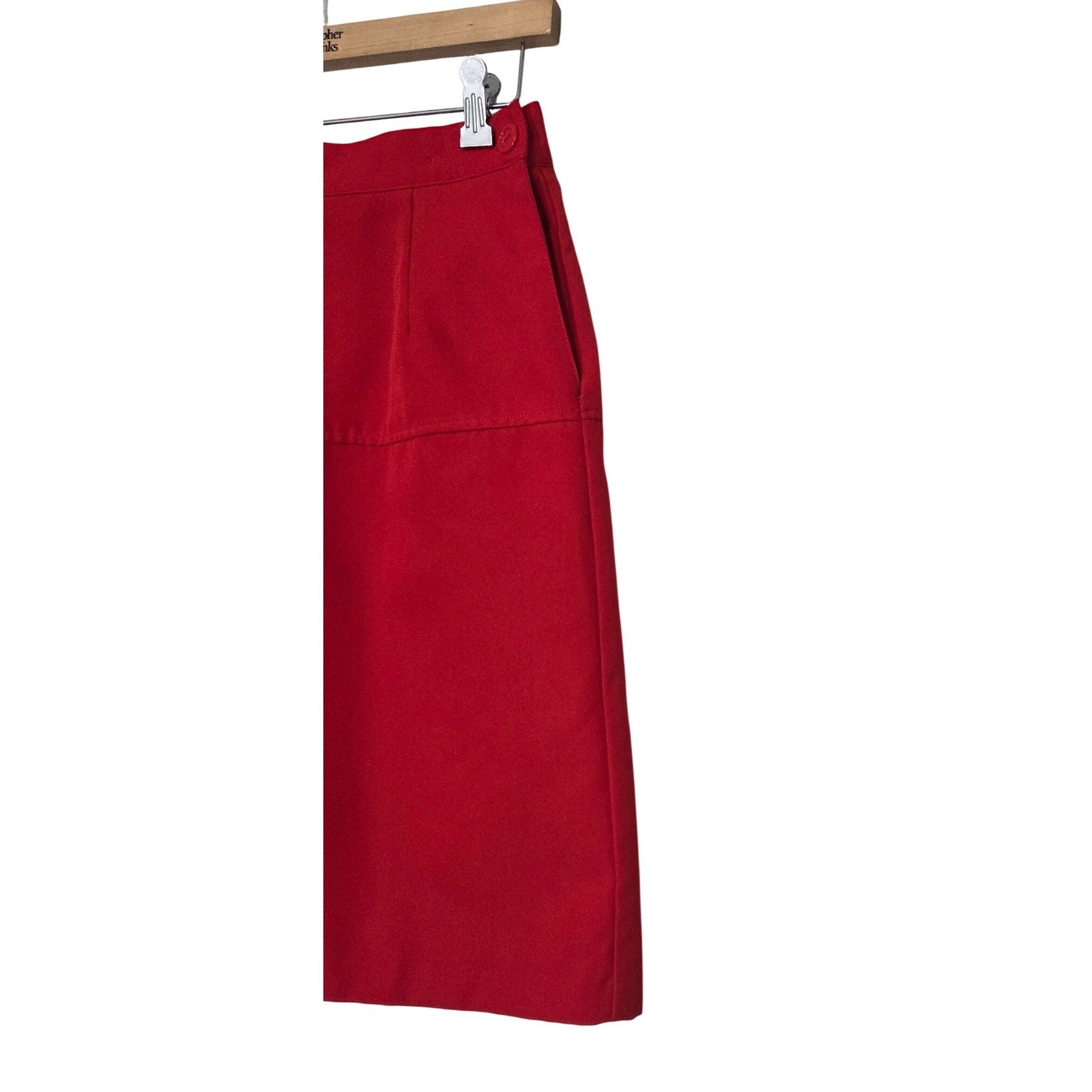Vintage Sears Retro Preppy Red A-Line Midi Skirt Button Back Detail Size XS – S