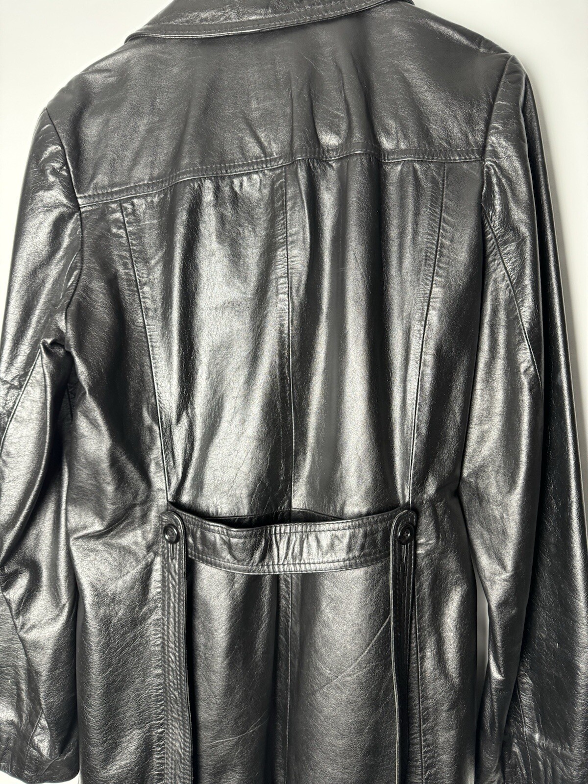 The Tannery Vintage Women’s Black Leather Jacket Montgomery Ward Button Up 14-T