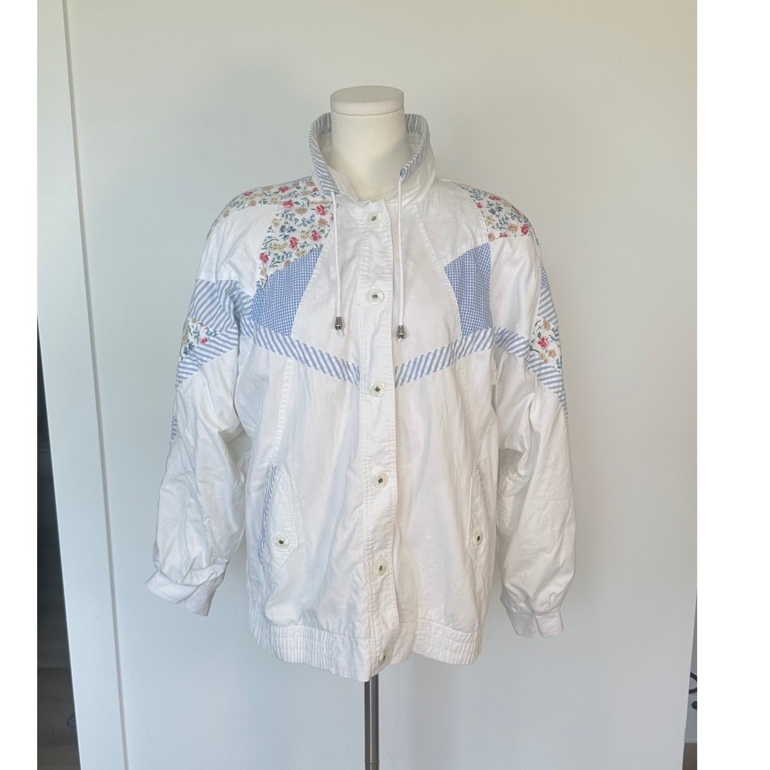 Vintage 90s Current Seen Patchwork Floral Striped Cotton Jacket M Cottagecore
