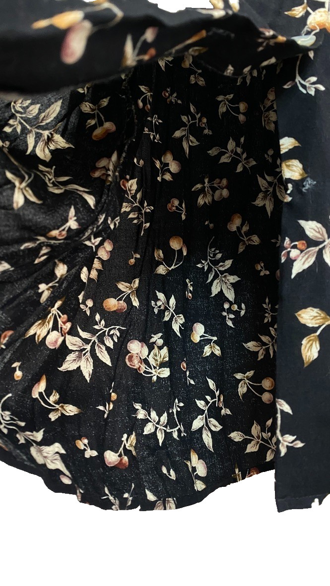 Vintage 1990s black cherry maxi dress S M jumper sleeveless rayon novelty print