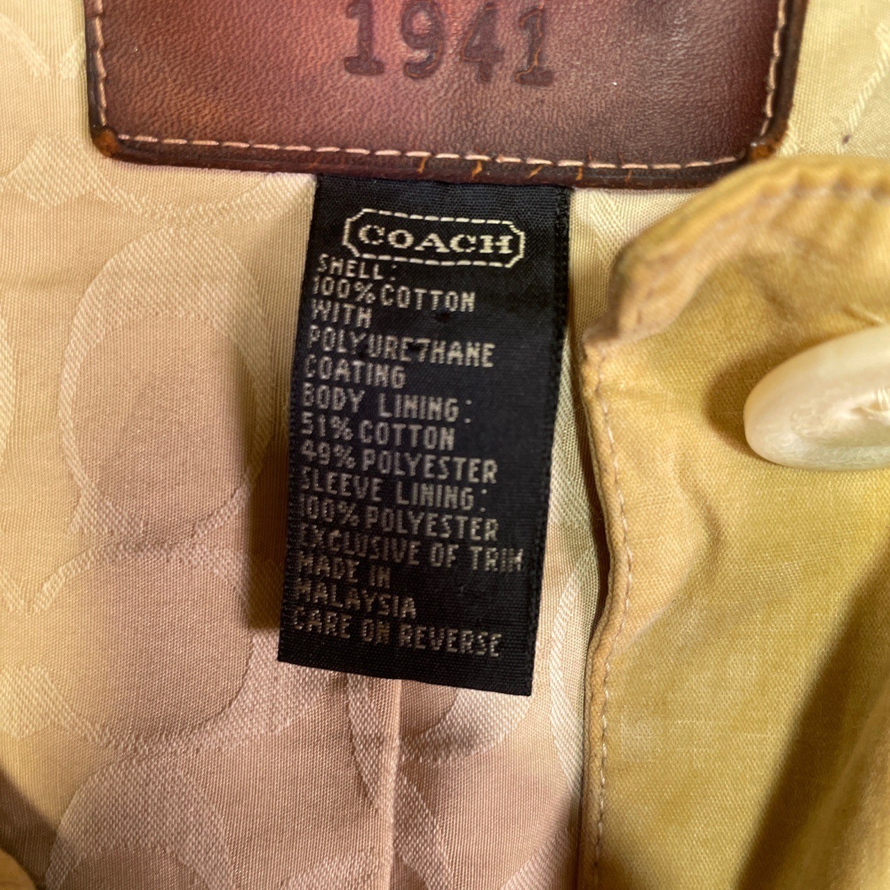 Coach 1941 Womens Small Coat Jacket Boho Chic Tan Button Collared Casual Stylish