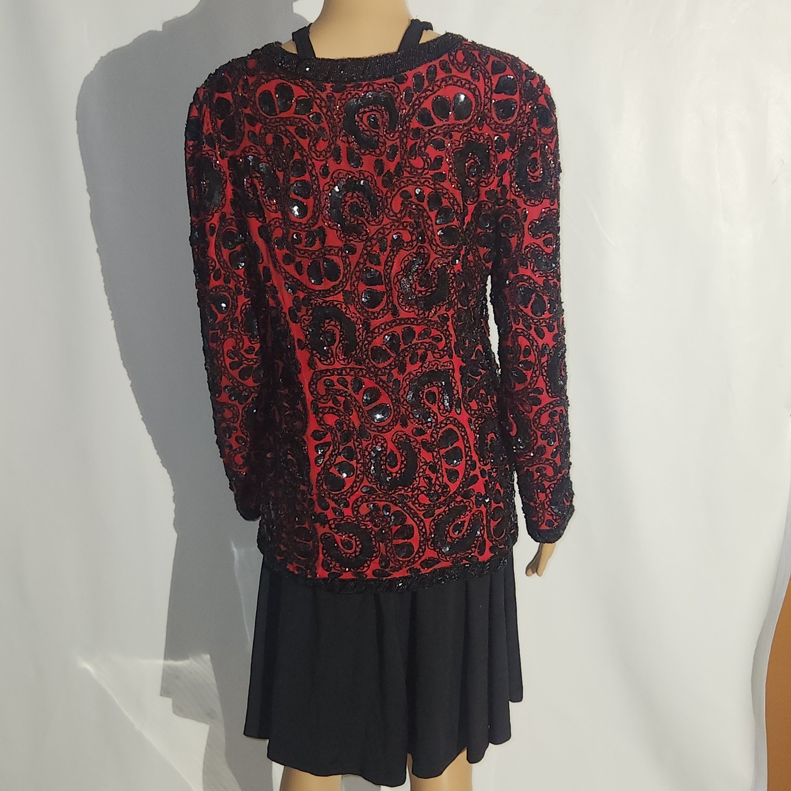 Vintage 1980s Beaded Sequin Niteline by Della Roufogali Made in India Size 8 Fun