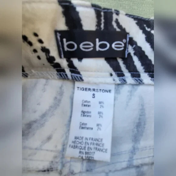 Vintage BEBE Tiger Vintage Black & White Rhinestone Pants – Made in France, S
