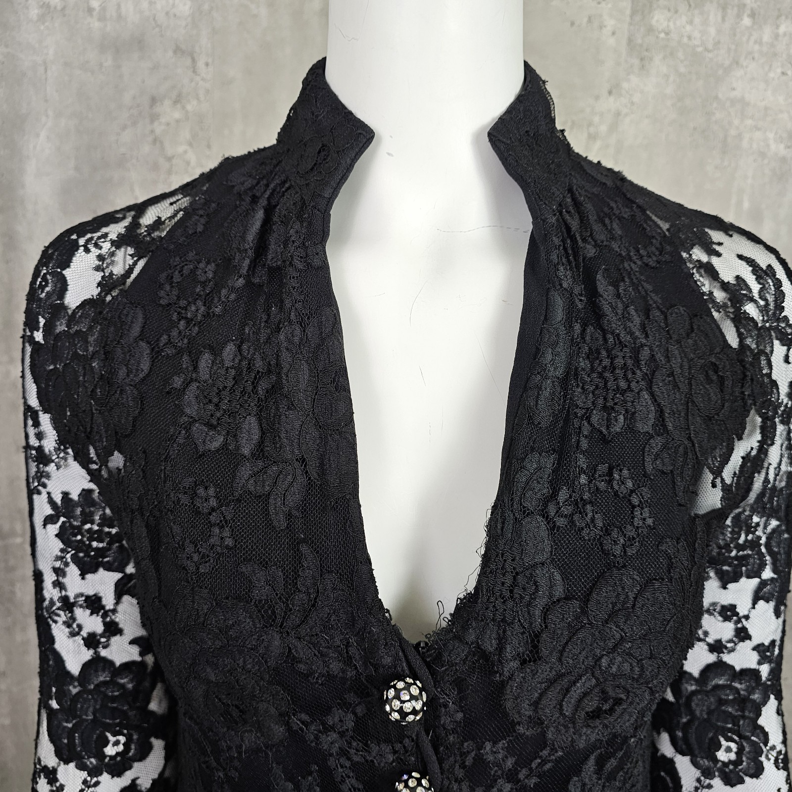 Vintage 60s Werle Beverly Hills Womens S Black Lace Cocktail Dress Gothic Formal