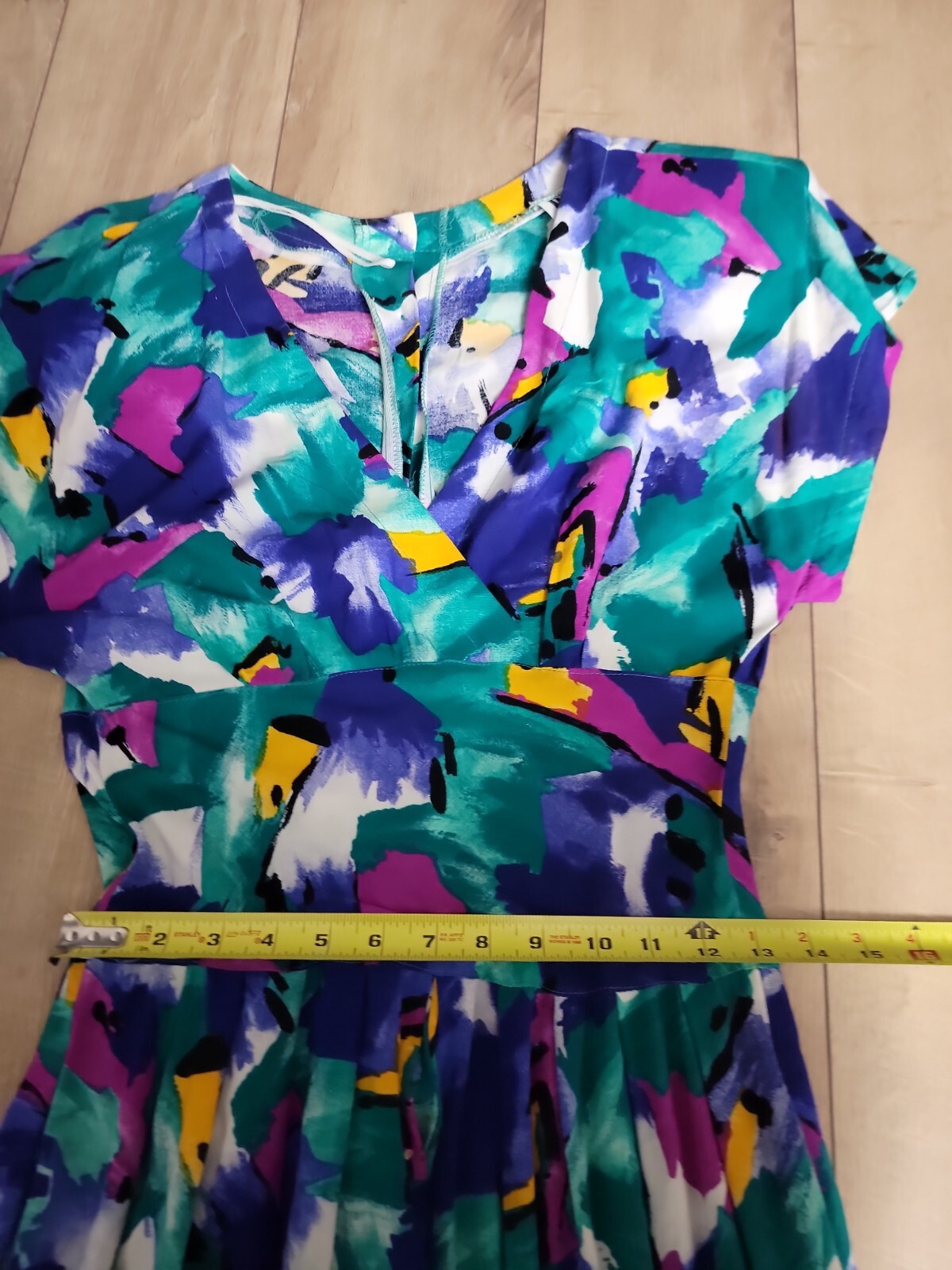 VTG’80s R.E.O Abstract Pattern Tea Garden Dress / Puff Shoulder Rockabilly