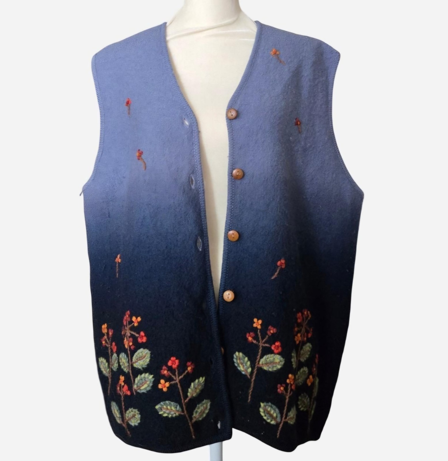 Excellent Condition Vintage Marisa Christina Wool Vest Size Large Blue Hombre