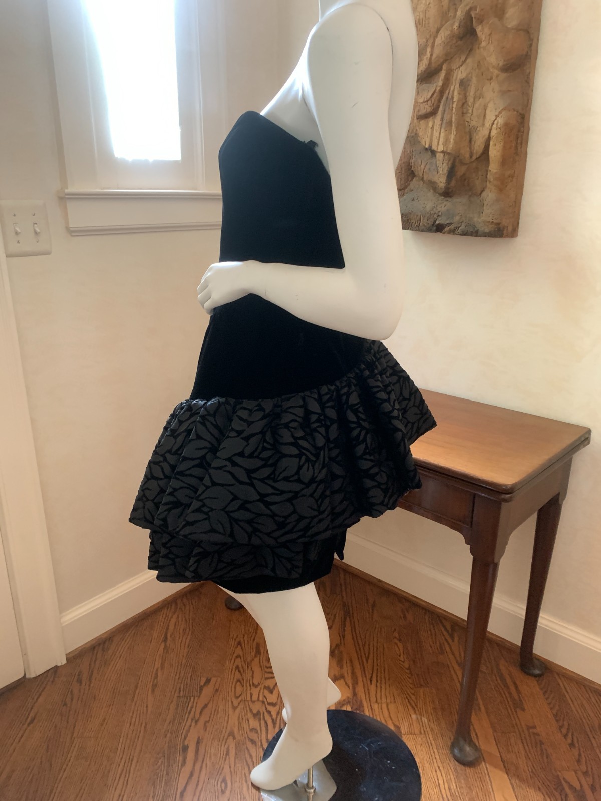 Vintage VICKY TIEL COUTURE 1980’s Velvet Ruffle Cocktail Party Dress Euro Sz 40