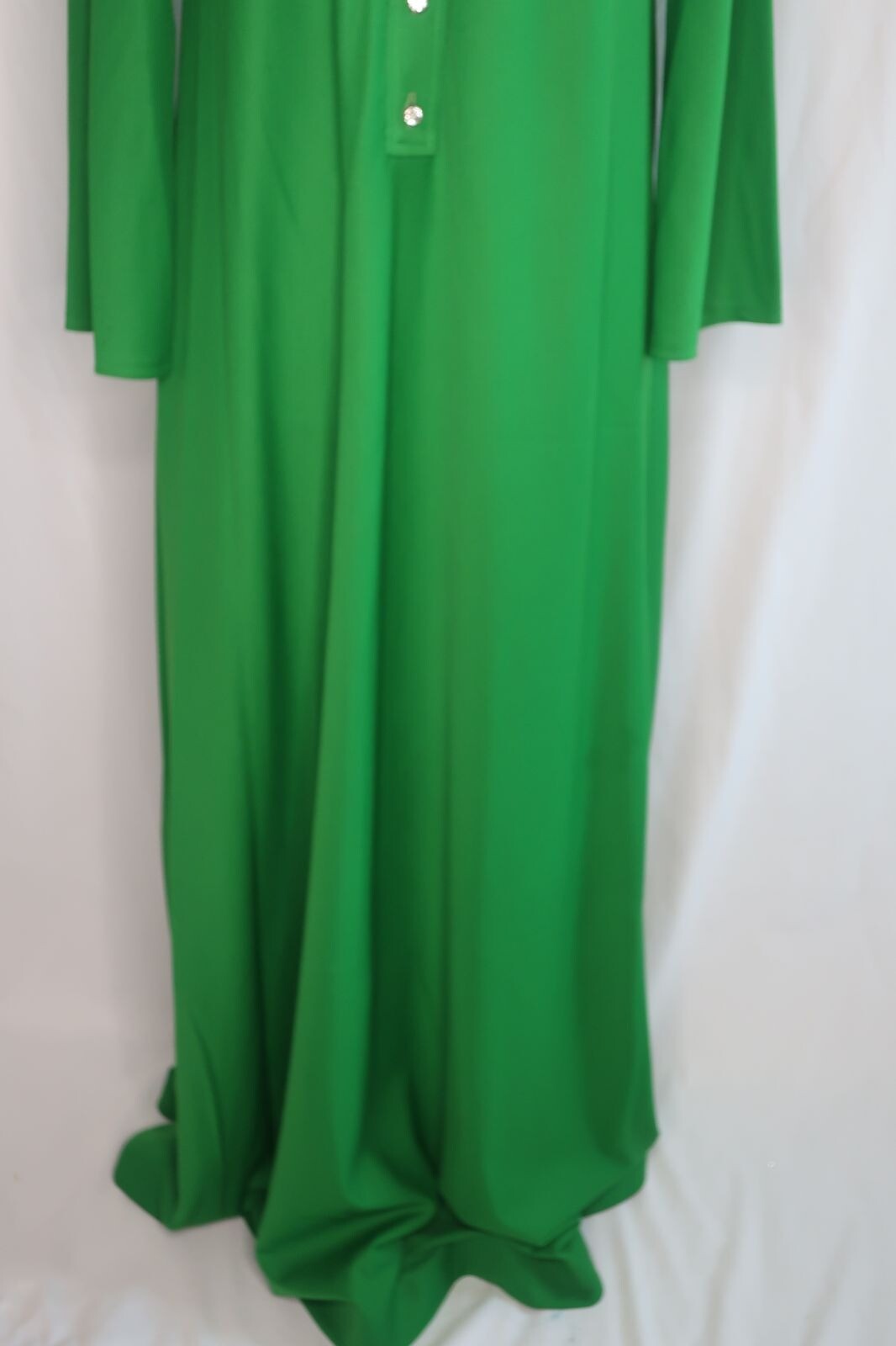 VTG 60s 70s Unbranded Green BOHO Hippie Long Shirt Casual Party Dress Sz L