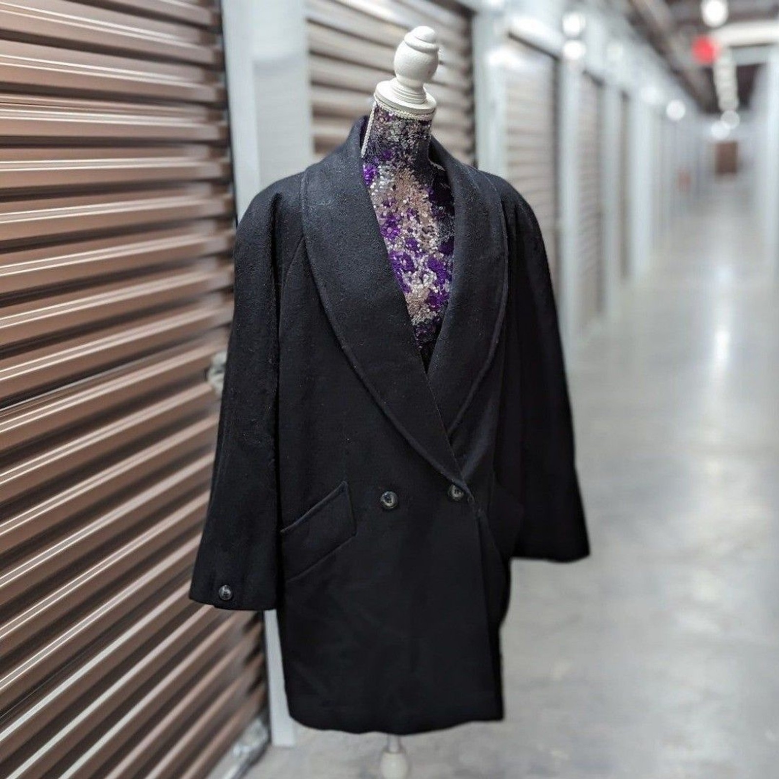 Dark Academia Old Money Herman Kay Wool Blend Shawl Collar Peacoat 14 Coat