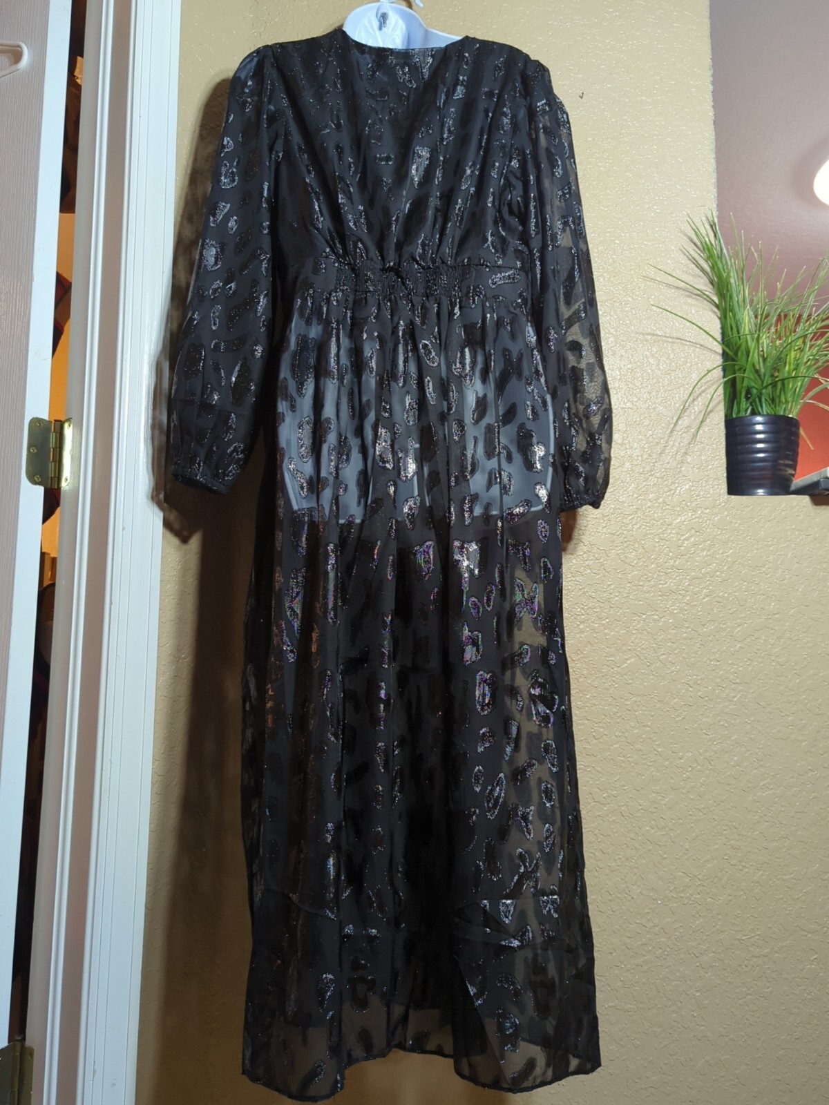 City Chic VTG Size 14 Juniors (Womens XS) Black MAXI Sheer Dress LongSlv Goth