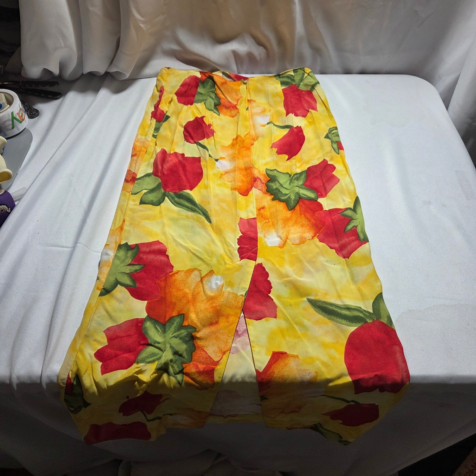 Vintage Pine Cove Yellow Floral Tulip Print Maxi Skirt Size 10 Style 2588-34