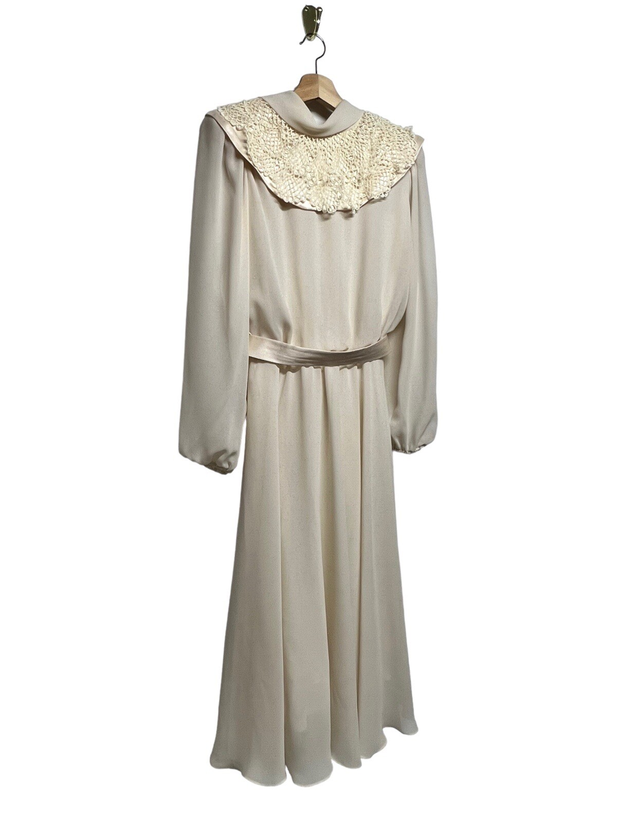 VINTAGE 1970s URSULA OF SWITZERLAND Cream Belted Midi Dress